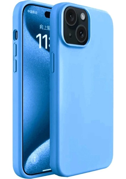 iPhone 15 Plus Kılıf First Silikon - Mavi