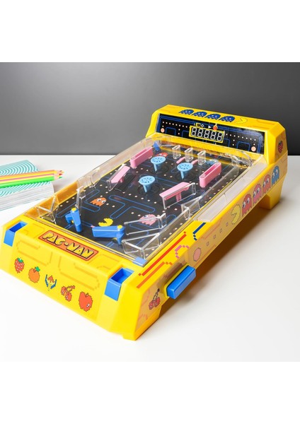 Pac-Man™ LED Işıklı Sesli Masaüstü Pinball – Elektronik Skorlu Retro Oyun Makinesi (28X14X41 Cm) modelleri
