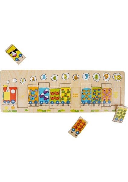 Ahşap Bultak Numaralı Hayvanlı Tren Puzzle 11 Parça 44,5X15 cm Eğitici Sayı Oyunu modelleri