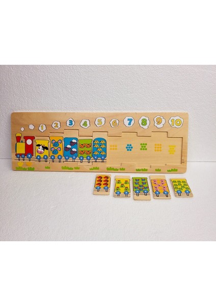 Ahşap Bultak Numaralı Hayvanlı Tren Puzzle 11 Parça 44,5X15 cm Eğitici Sayı Oyunu fırsatları