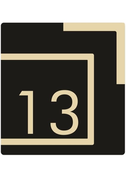 Kare Siyah Kapı Numarası, Gold Aynalı Pleksi, Modern ve Şık Tasarım