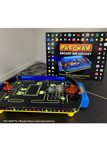 Pac-Man Işıklı Masaüstü Hava Hokeyi | 2 Kişilik Eğlence | 50 cm Oyun Masası