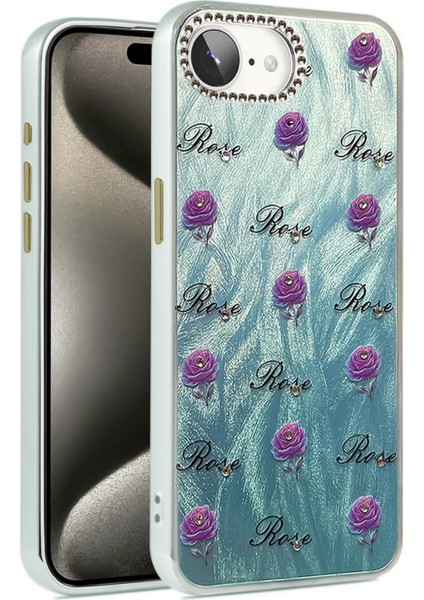 Apple iPhone 16E Kılıf Parlak Desenli Taşlı Azn-Blade