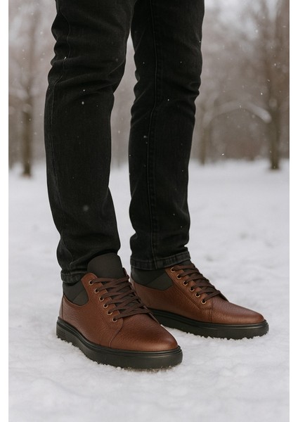 GE0136-2 Hakiki Floter Deri Kaydırmaz Kauçuk Taban Su Ve Soğuk Geçirmez Araziye Uygun Erkek Bot