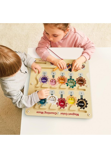 Manyetik Ahşap Renk ve Sayı Öğretici Meşgul Arı Labirent Montessori Oyunu fırsatları