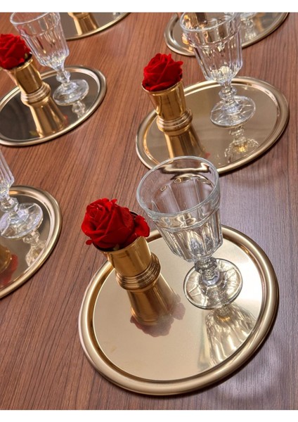 6'lı Sarı Güllü Dekoratif Sunum Tepsisi, Çay, Kahve ve Pasta Için Şık Alternatif modelleri