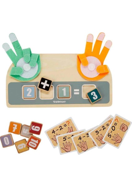 Parmak Matematiği Oyunu - Ahşap Sayılarla Toplama Çıkarma ve Işlem Kartları fırsatları