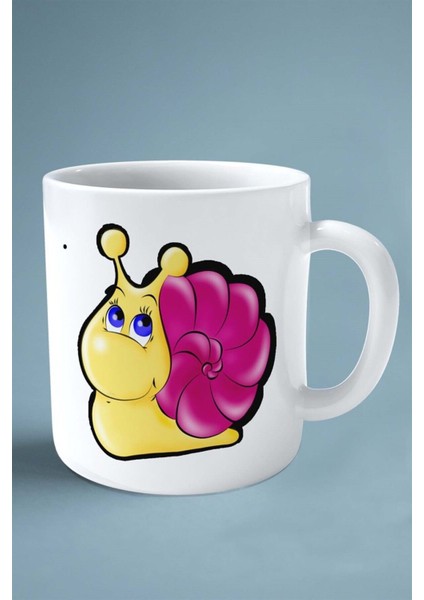 Salyangoz Baskılı Kupa Bardak Çift Taraflı Kişiye Özel Çerçeveli Renkli Model 6