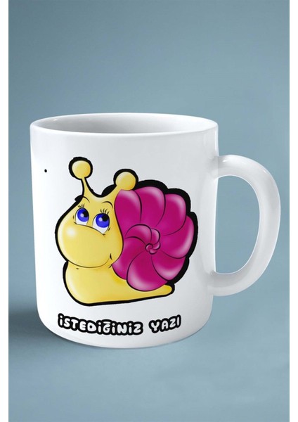 Salyangoz Baskılı Kupa Bardak Çift Taraflı Kişiye Özel Çerçeveli Renkli Model 6 fiyatları