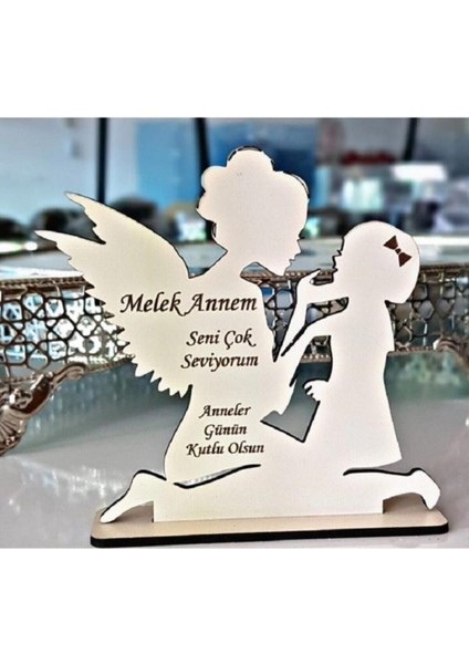 Sevgili Anneler Için Şık Melek Figürlü Plaket Hediye
