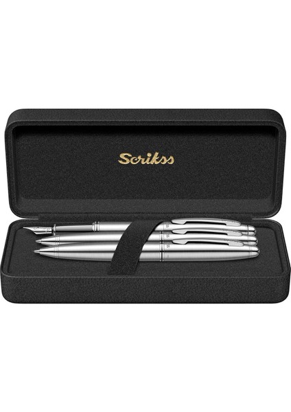 & WizDesign 88 Dolmakalem + Tükenmezkalem + Versatil Üçlü Set Krom (Ömür Boyu Garantili - Lüks Kutulu - İsme Özel Tasarım)