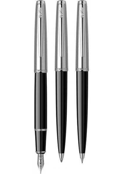 & WizDesign 78 Dolmakalem + Tükenmezkalem + Versatil Üçlü Set Siyah (Ömür Boyu Garantili - Lüks Kutulu - İsme Özel Tasarım)