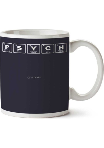 Psych Psikoloji Periyodik Cetvel Iki Tarafı Baskılı Kupa Bardak