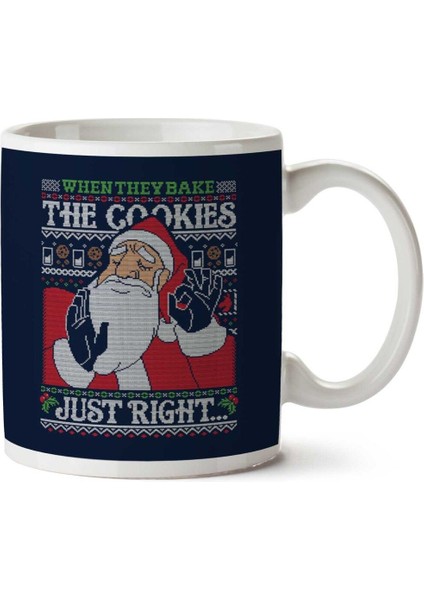 Santa Claus When They Bake The Cookies Christmas Knit Iki Tarafı Baskılı Kupa Bardak