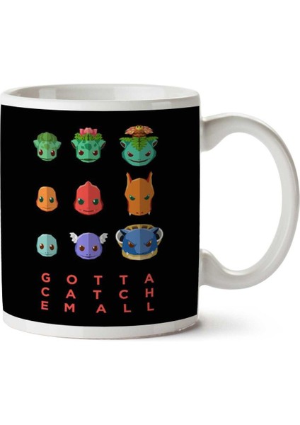 Pokemon Gotta Catch Em All Flat Face Iki Tarafı Baskılı Kupa Bardak