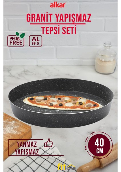 Gri Döküm Granit Yapışmaz Yuvarlak Fırın Tepsisi, Dayanıklı ve Şık Mutfak Gereci fırsatları