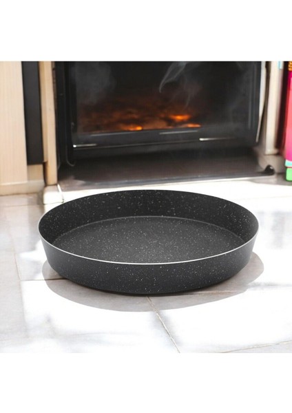 Gri Döküm Granit Yapışmaz Yuvarlak Fırın Tepsisi, Dayanıklı ve Şık Mutfak Gereci