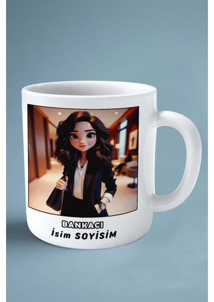 Bankacı Baskılı Kupa Bardak Çift Taraflı Baskı Kişiye Özel Model 18