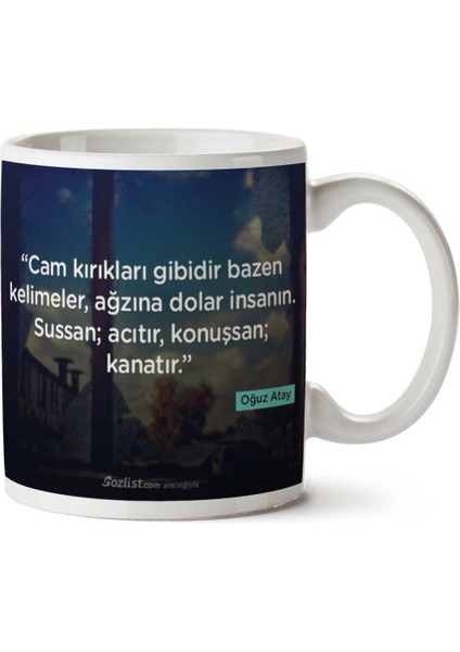 Oğuz Atay Kelimeler Iki Tarafı Baskılı Kupa Bardak