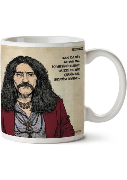 Barış Manço Rakı Da Bir Ayran Da Iki Tarafı Baskılı Kupa Bardak