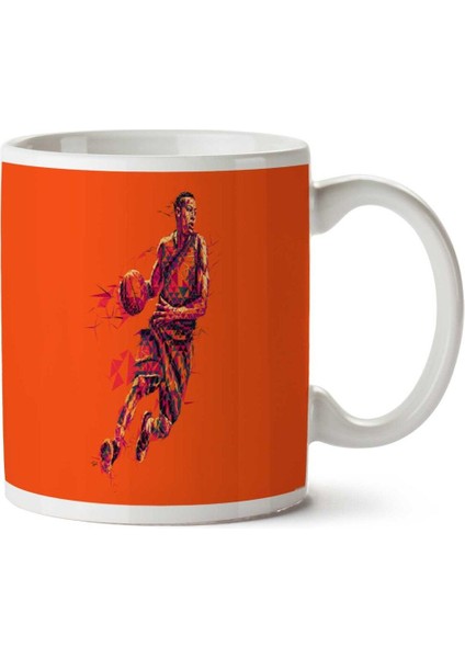 Basketbol Turuncu Zemin Iki Tarafı Baskılı Kupa Bardak