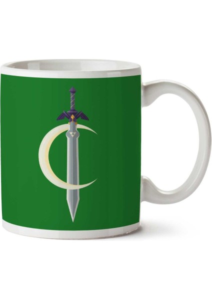 The Legend Of Zelda Link Master Sword & Crescent Moon Iki Tarafı Baskılı Kupa Bardak