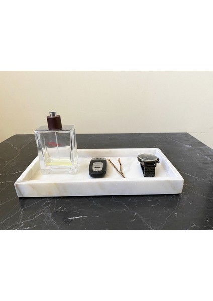 Beyaz Doğal Mermer Dikdörtgen Tepsi, Sunum ve Düzenleme Için 15X30 cm fiyatları