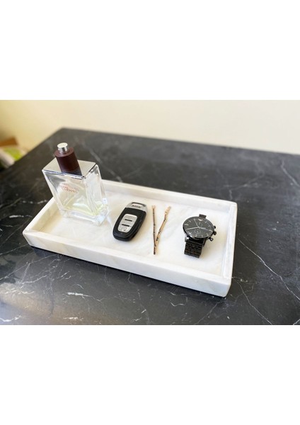 Beyaz Doğal Mermer Dikdörtgen Tepsi, Sunum ve Düzenleme Için 15X30 cm fırsatları