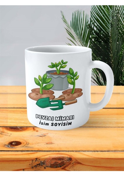 Peyzaj Mimarı Meslek Baskılı Kupa Bardak Çift Taraflı Baskı Kişiye Özel Model