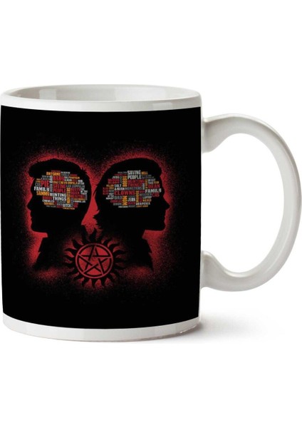 Hunters Phrenology Supernatural Sam And Dean Winchester Iki Tarafı Baskılı Kupa Bardak