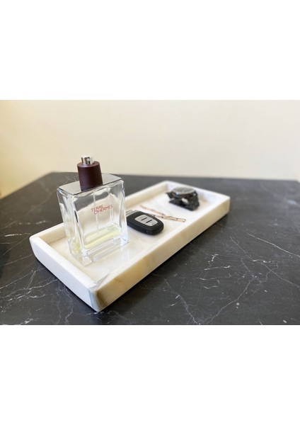 Beyaz Doğal Mermer Dikdörtgen Tepsi, Sunum ve Düzenleme Için 15X30 cm indirimleri