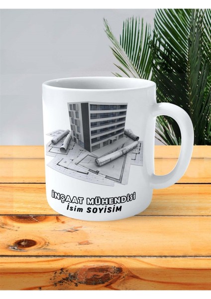 Inşaat Mühendisi Meslek Baskılı Kupa Bardak Çift Taraflı Baskı Kişiye Özel Model