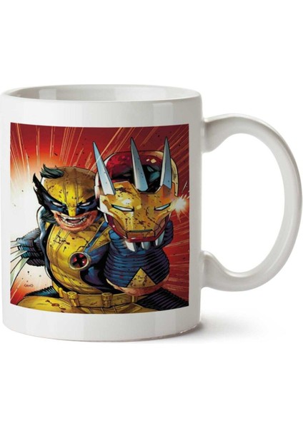 Wolverine E Homem De Ferro Iki Tarafı Baskılı Kupa Bardak