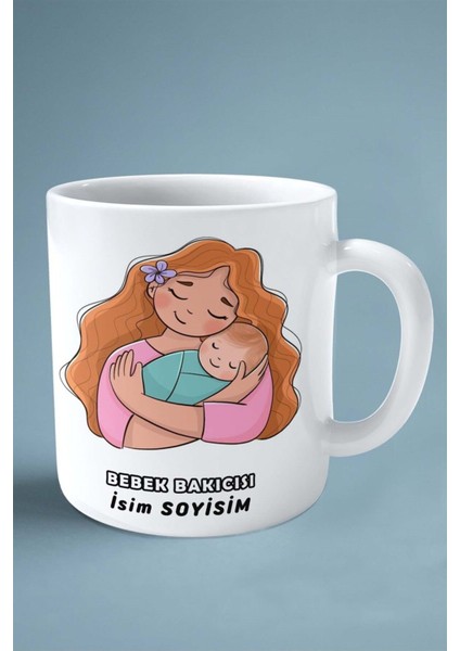 Bebek Bakıcısı Baskılı Kupa Bardak Çift Taraflı Baskı Kişiye Özel Model 7