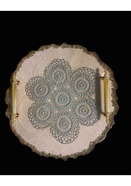 El Yapımı Epoksi Tepsi, Dantelli Detaylar ve Taş Süslemeleriyle Şık Sunum Ürünü fiyatları