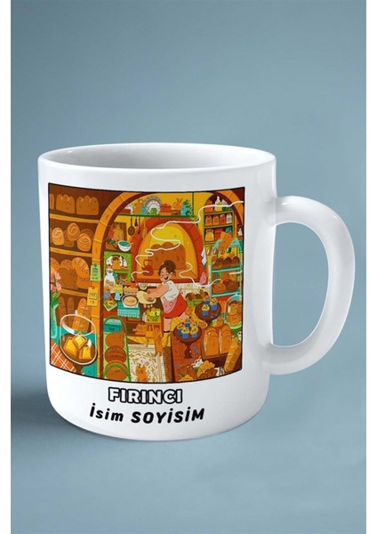 Fırıncı Fırın Meslek Baskılı Kupa Bardak Çift Taraflı Baskı Kişiye Özel Model 22
