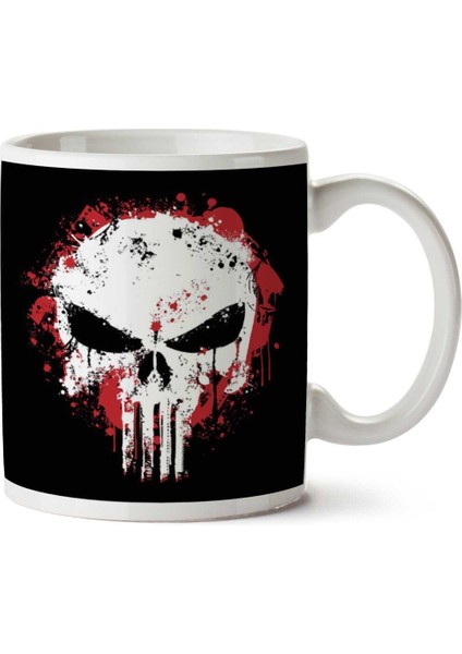 Punisher Splatter Iki Tarafı Baskılı Kupa Bardak