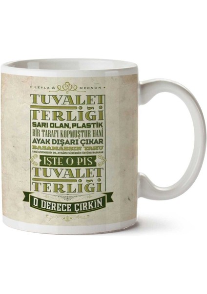 Leyla Ile Mecnun Tuvalet Terliği Iki Tarafı Baskılı Kupa Bardak