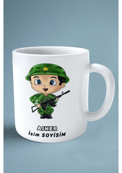 Asker Baskılı Kupa Bardak Çift Taraflı Baskı Kişiye Özel Model 6