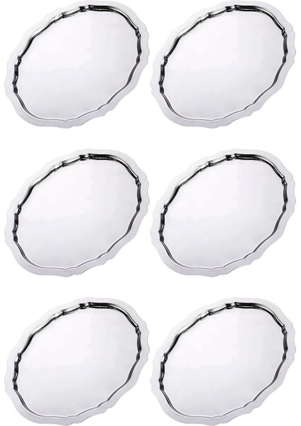 6'lı Lüx Oval Sunum Tepsisi, Paslanmaz, Çay ve Kahve, Dekoratif, 25X20CM modelleri