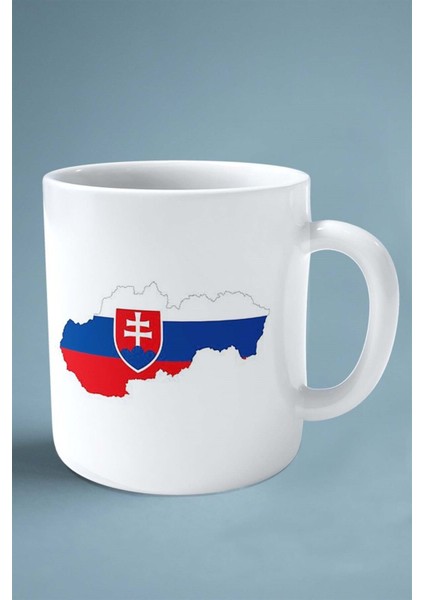 Slovakya Bayrak Baskılı Kupa Bardak Çift Taraflı Kişiye Özel Model 2