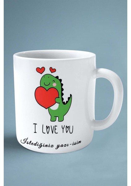 Sevgililer Günü Sevgili Kişiye Özel Baskılı Kupa Bardak Çift Taraflı Baskı Model 54 Dinazor fiyatları