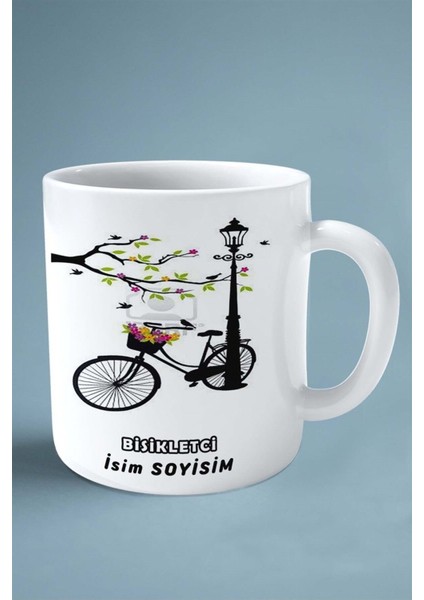Bisikletci Bisikletçi Bisiklet Baskılı Kupa Bardak Çift Taraflı Baskı Kişiye Özel Model 13