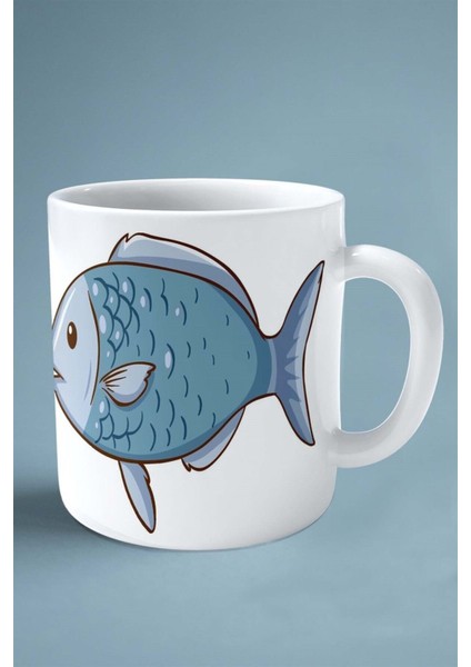 Balık Baskılı Kupa Bardak Çift Taraflı Kişiye Özel Model 8