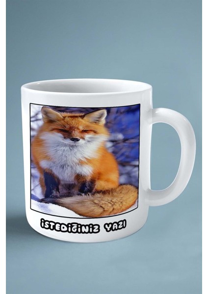 Tilki Baskılı Kupa Bardak Çift Taraflı Kişiye Özel Çerçeveli Renkli Model 16 fiyatları