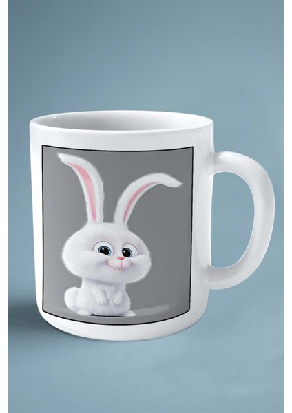 Tavşan Baskılı Kupa Bardak Çift Taraflı Kişiye Özel Çerçeveli Renkli Model 13