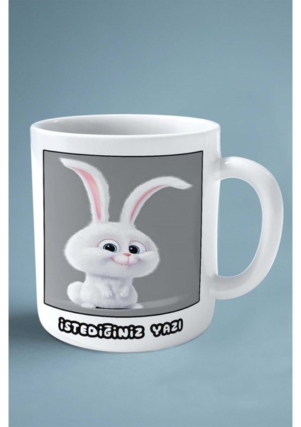 Tavşan Baskılı Kupa Bardak Çift Taraflı Kişiye Özel Çerçeveli Renkli Model 13 fiyatları