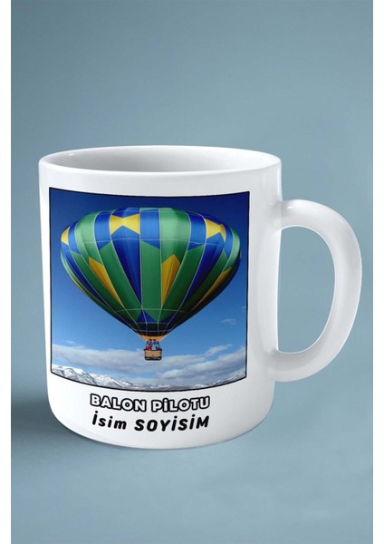 Balon Pilotu Baskılı Kupa Bardak Çift Taraflı Baskı Kişiye Özel Model 5