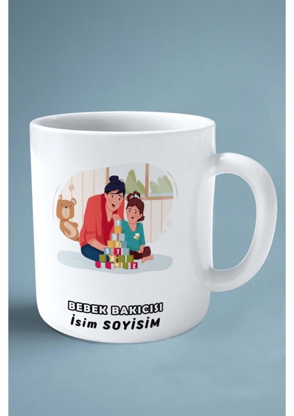 Bebek Bakıcısı Baskılı Kupa Bardak Çift Taraflı Baskı Kişiye Özel Model 11