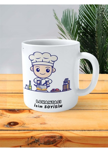 Lokantacı Lokanta Meslek Baskılı Kupa Bardak Çift Taraflı Baskı Kişiye Özel Model